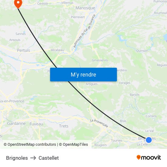 Brignoles to Castellet map