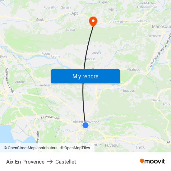 Aix-En-Provence to Castellet map