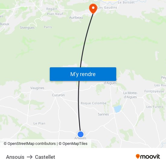 Ansouis to Castellet map