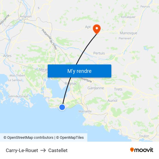 Carry-Le-Rouet to Castellet map