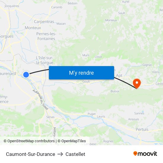 Caumont-Sur-Durance to Castellet map