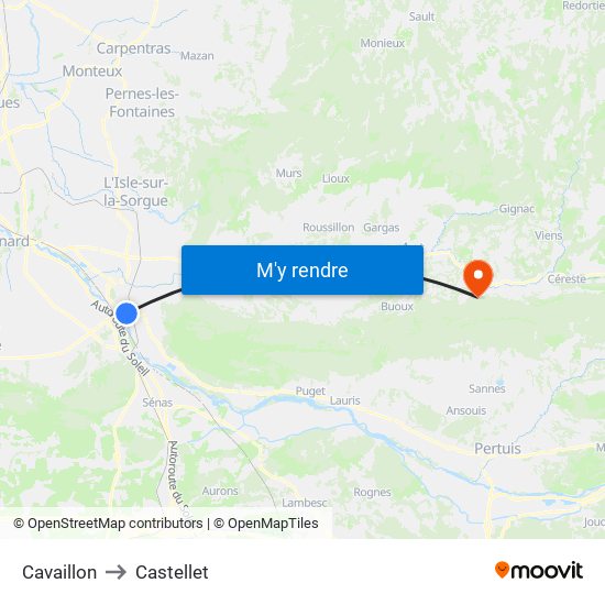 Cavaillon to Castellet map