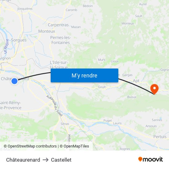 Châteaurenard to Castellet map