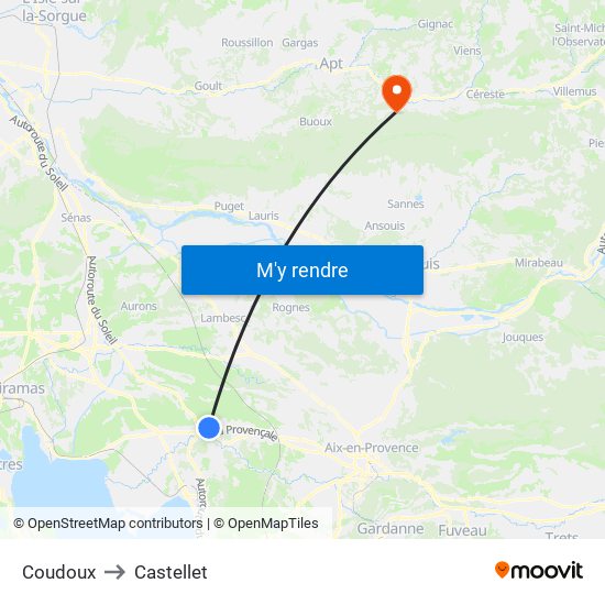 Coudoux to Castellet map