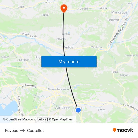 Fuveau to Castellet map
