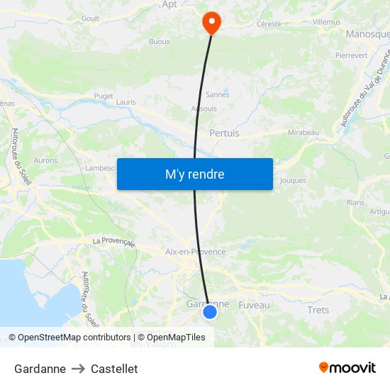 Gardanne to Castellet map