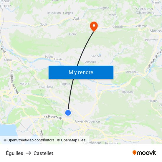 Éguilles to Castellet map