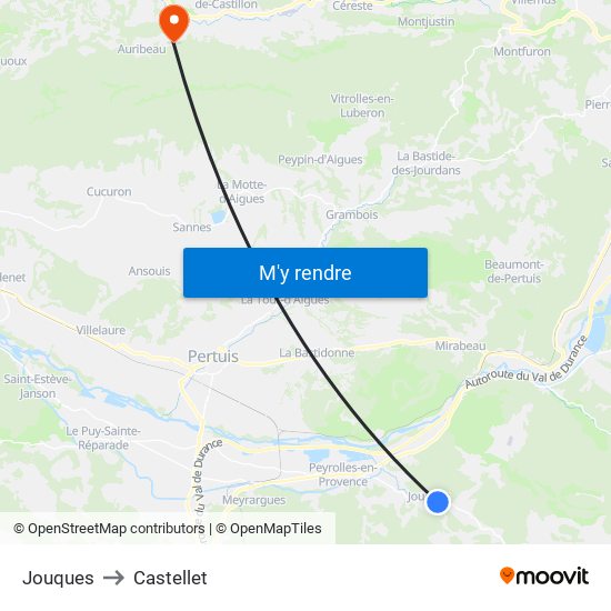 Jouques to Castellet map