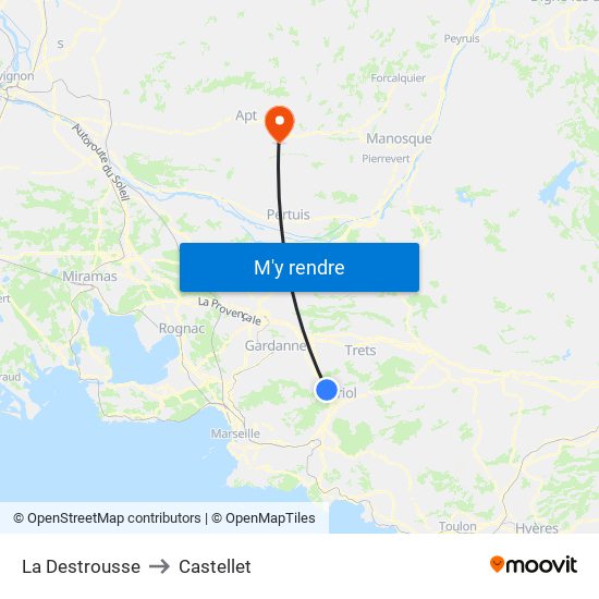 La Destrousse to Castellet map