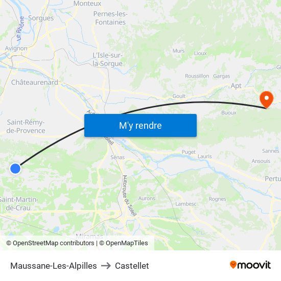 Maussane-Les-Alpilles to Castellet map