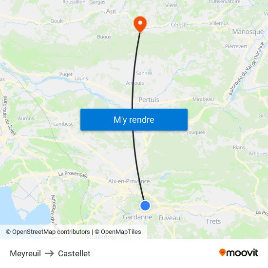 Meyreuil to Castellet map