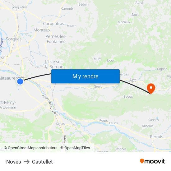 Noves to Castellet map