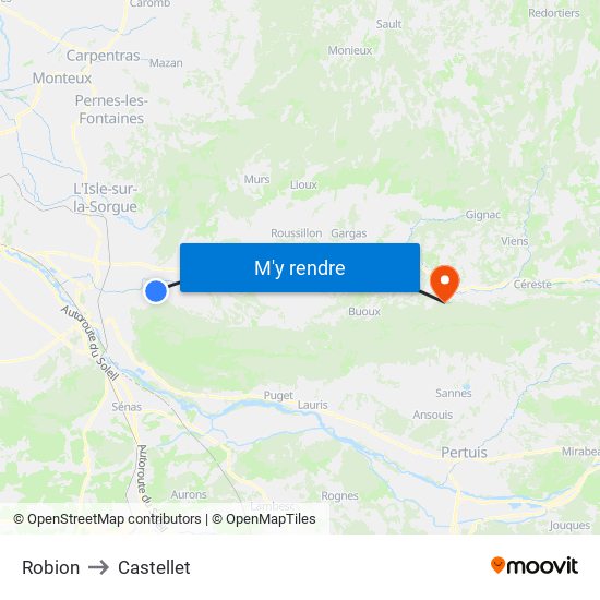 Robion to Castellet map