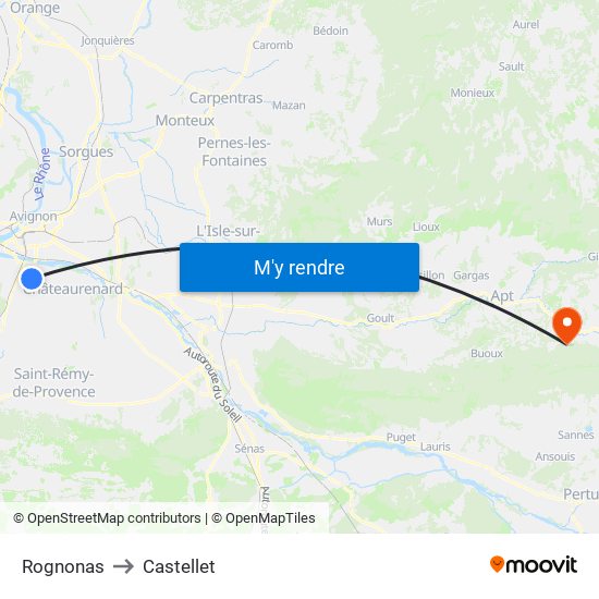 Rognonas to Castellet map