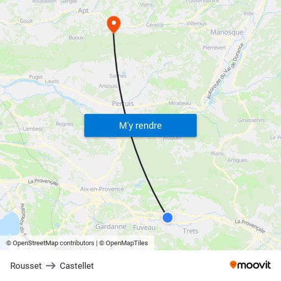 Rousset to Castellet map
