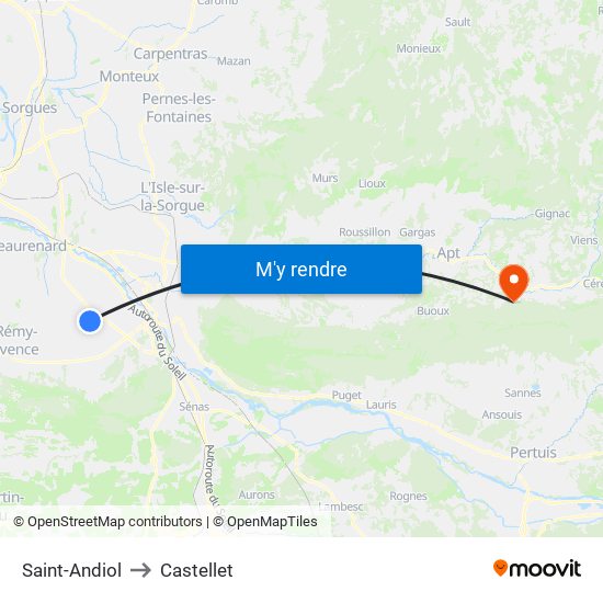 Saint-Andiol to Castellet map