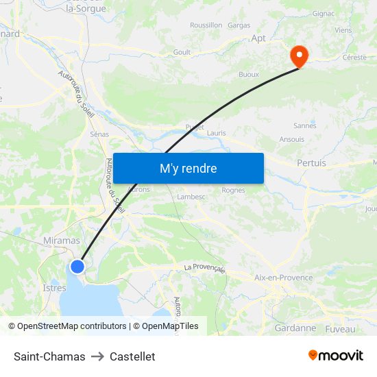 Saint-Chamas to Castellet map