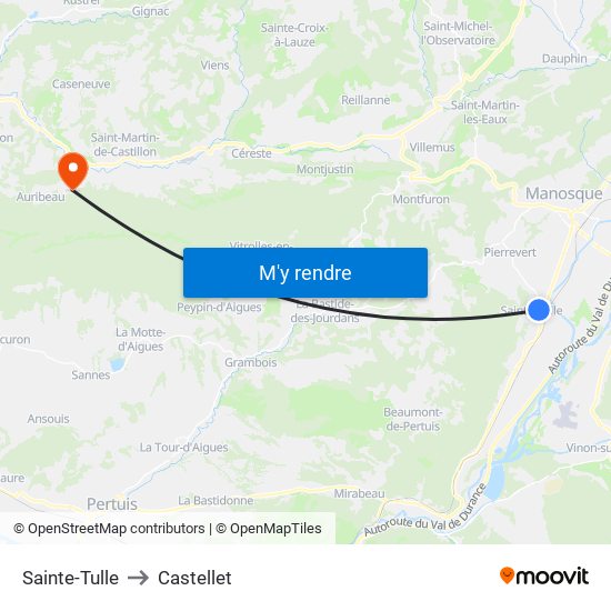 Sainte-Tulle to Castellet map