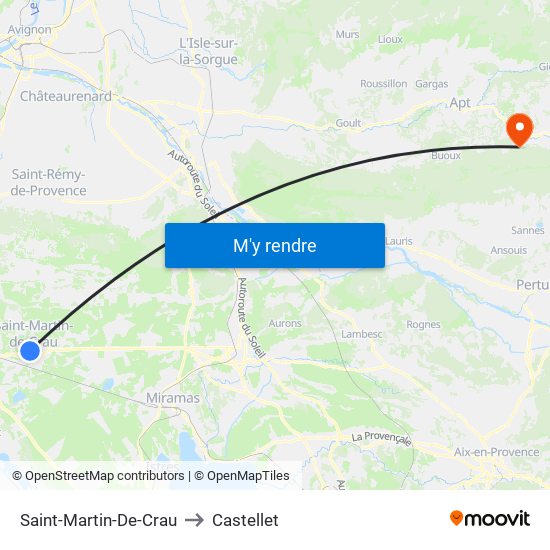 Saint-Martin-De-Crau to Castellet map