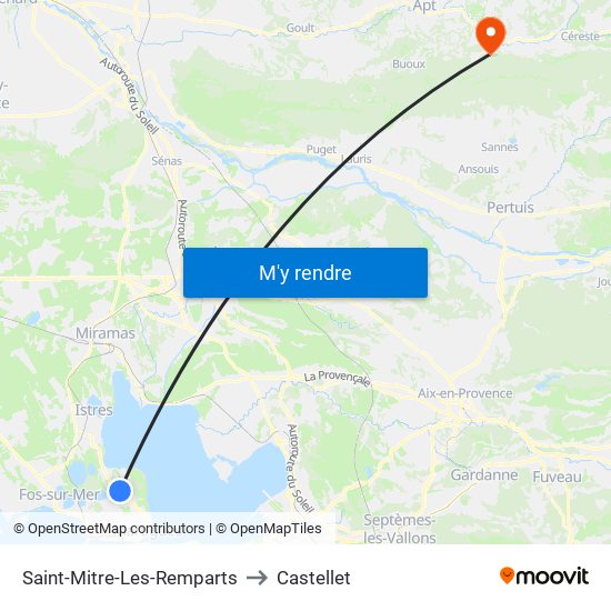 Saint-Mitre-Les-Remparts to Castellet map