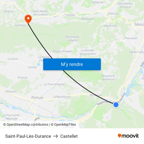 Saint-Paul-Lès-Durance to Castellet map
