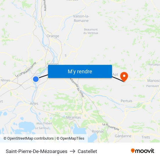Saint-Pierre-De-Mézoargues to Castellet map