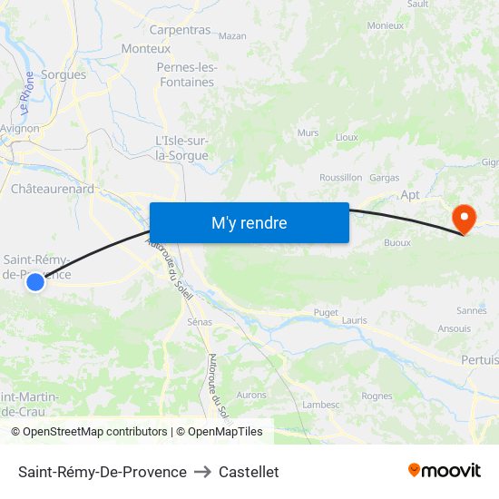Saint-Rémy-De-Provence to Castellet map