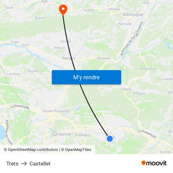 Trets to Castellet map