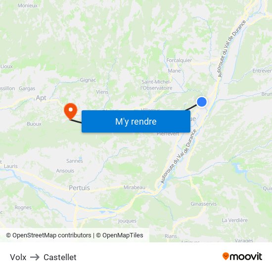 Volx to Castellet map