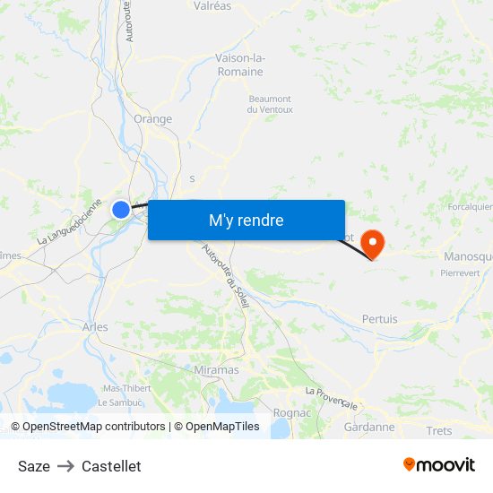 Saze to Castellet map