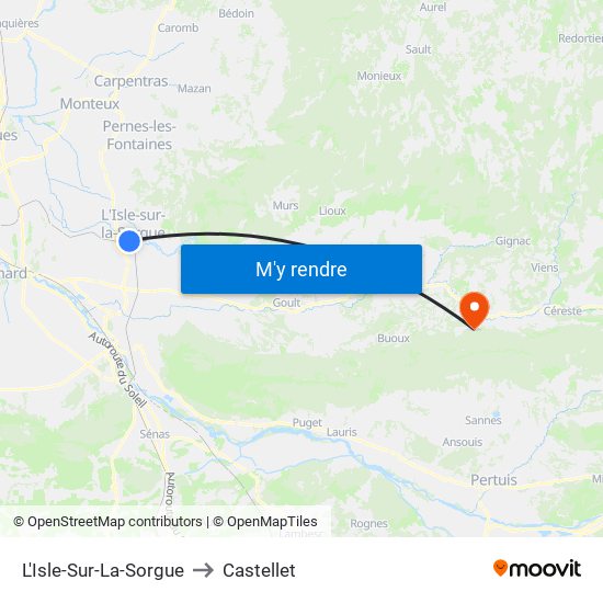 L'Isle-Sur-La-Sorgue to Castellet map
