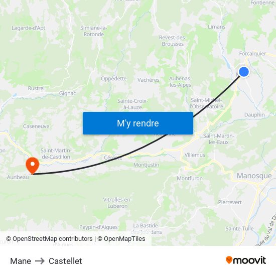 Mane to Castellet map