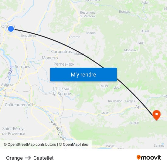 Orange to Castellet map