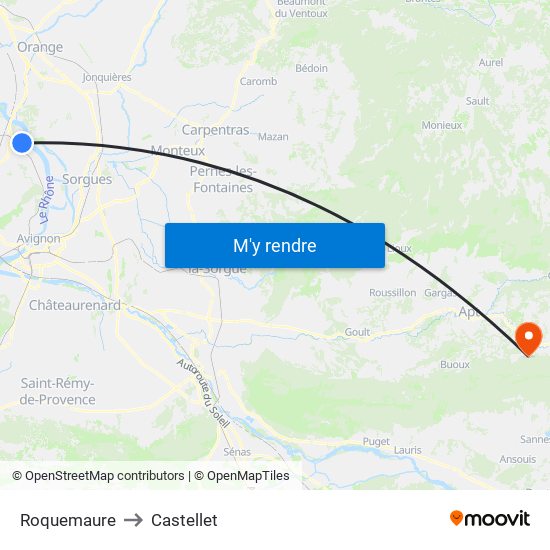 Roquemaure to Castellet map