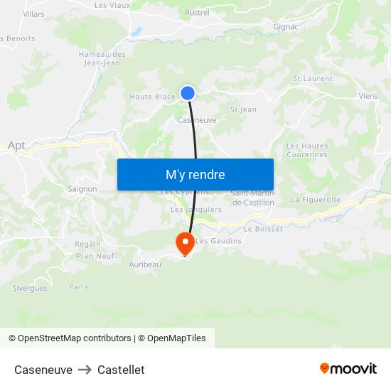 Caseneuve to Castellet map