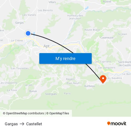 Gargas to Castellet map