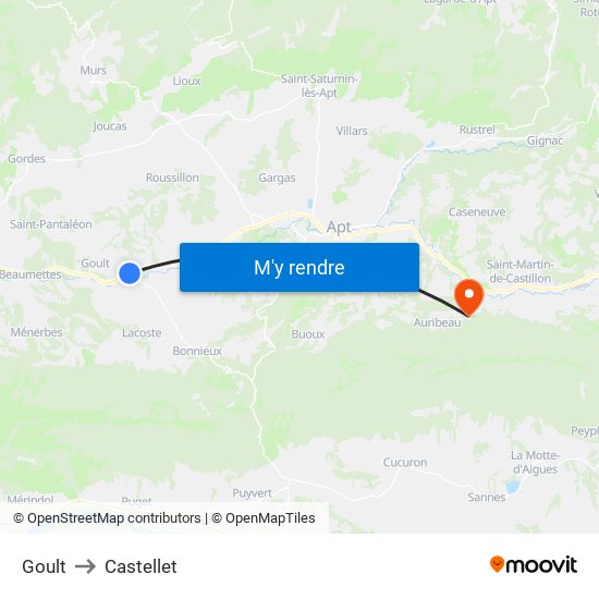 Goult to Castellet map
