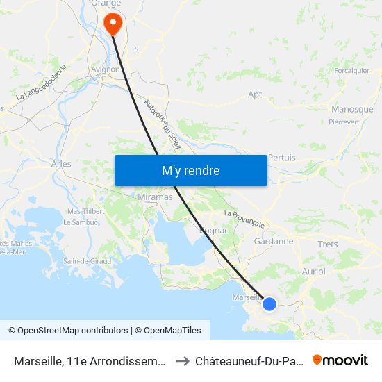 Marseille, 11e Arrondissement to Châteauneuf-Du-Pape map