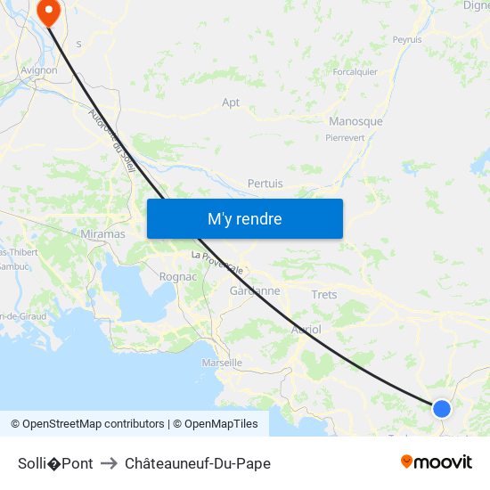 Solli�Pont to Châteauneuf-Du-Pape map