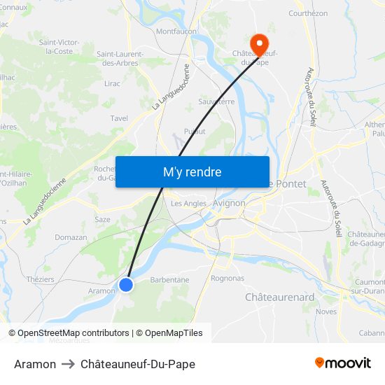 Aramon to Châteauneuf-Du-Pape map