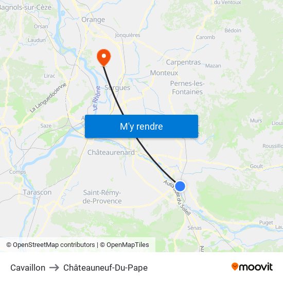 Cavaillon to Châteauneuf-Du-Pape map