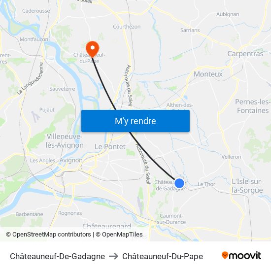 Châteauneuf-De-Gadagne to Châteauneuf-Du-Pape map