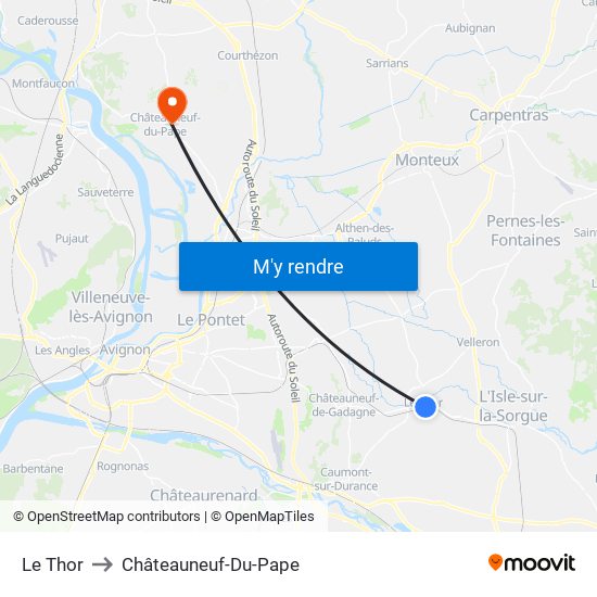 Le Thor to Châteauneuf-Du-Pape map