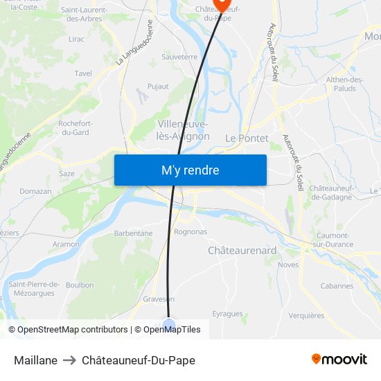 Maillane to Châteauneuf-Du-Pape map