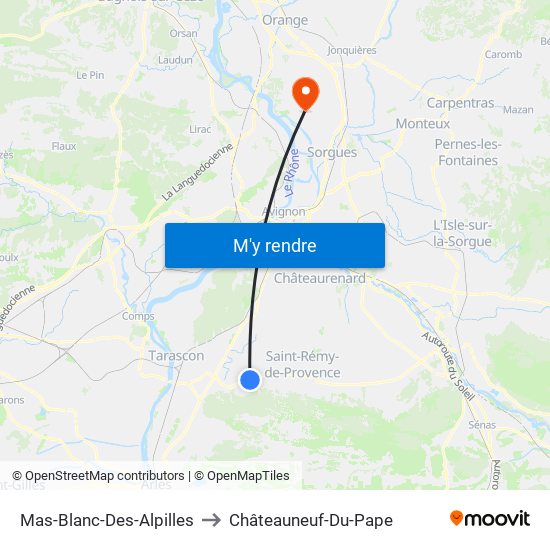 Mas-Blanc-Des-Alpilles to Châteauneuf-Du-Pape map