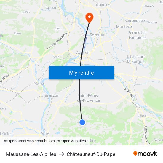 Maussane-Les-Alpilles to Châteauneuf-Du-Pape map