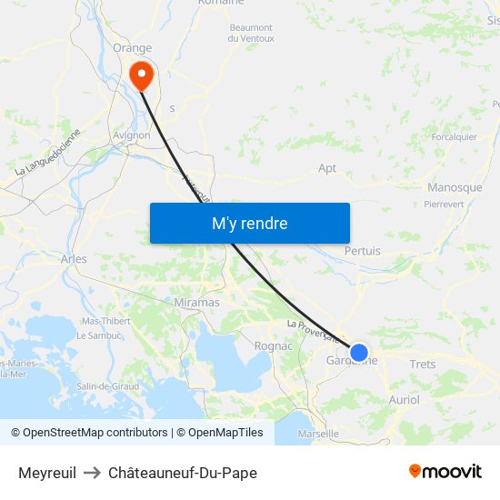 Meyreuil to Châteauneuf-Du-Pape map