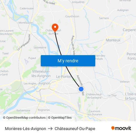 Morières-Lès-Avignon to Châteauneuf-Du-Pape map