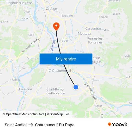 Saint-Andiol to Châteauneuf-Du-Pape map