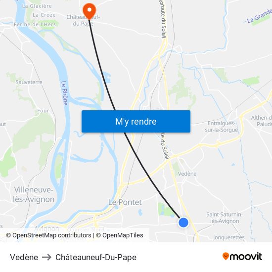 Vedène to Châteauneuf-Du-Pape map
